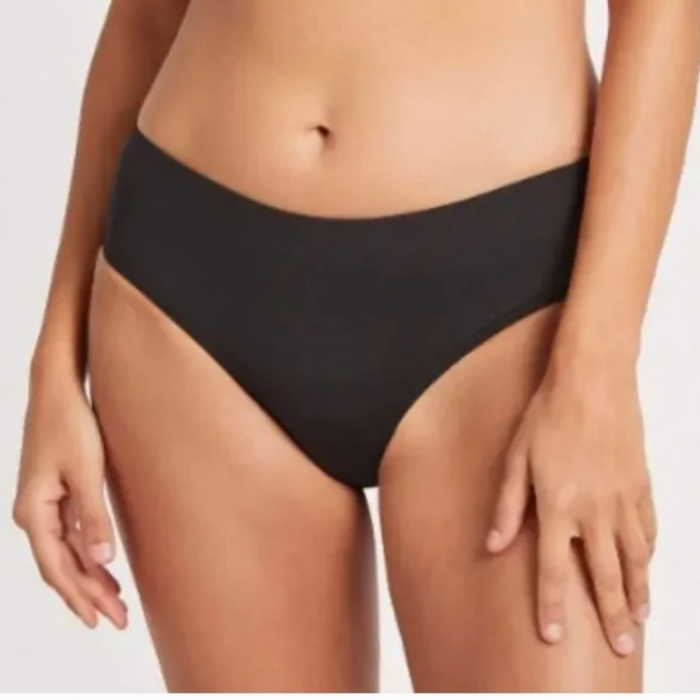 Black mid waist swimsuit bikini bottom